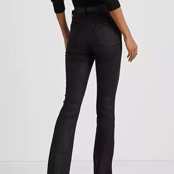 Ralph Lauren Black Label Wax Coated High Rise Black Jeans Sz 6 - Picture 3 of 9